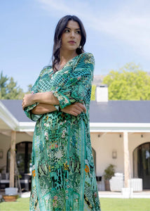 Iconic Sea Breeze Collection - Gloria Dress with Tucked Sleeve Detail in Seagreen Print