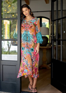 Iconic Sea Breeze Collection - Angelica Dress in Turquoise and Pink Floral