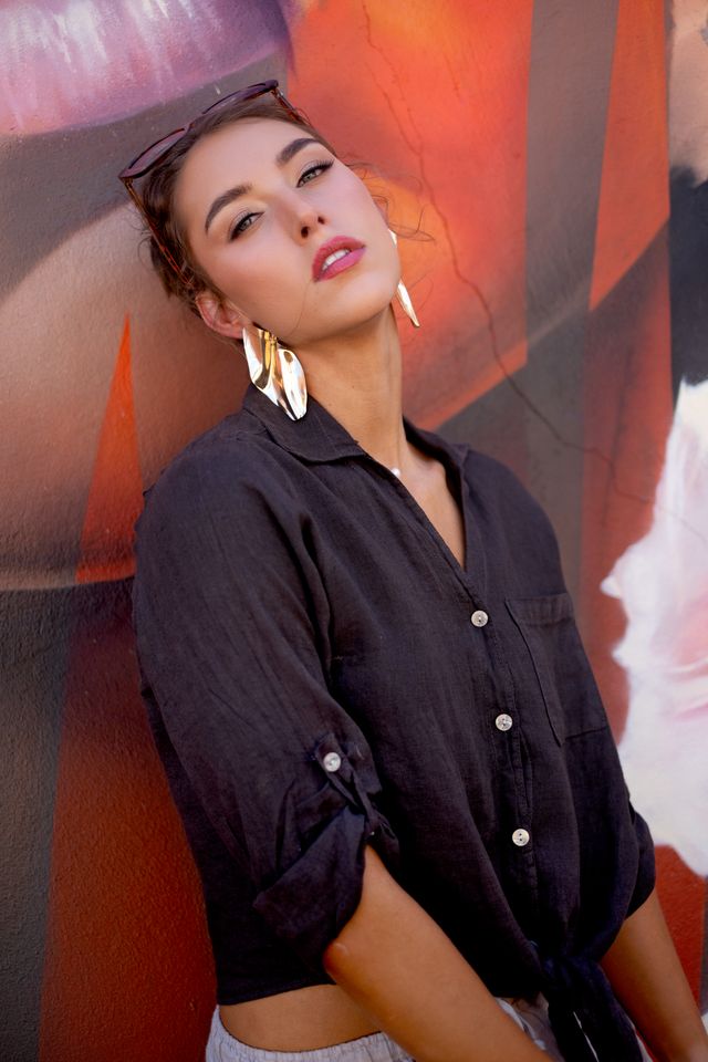 Iconic Italian Collection | Linen Tie Blouse