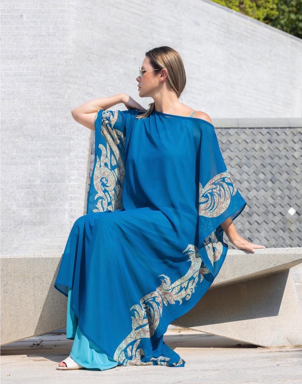 Pineapples & Dragonflies - Kaftan | Lagoon Light