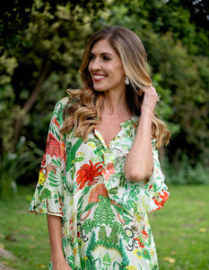 Iconic Sea Breeze Collection -  Jubilee Green & Coral Animal Dress