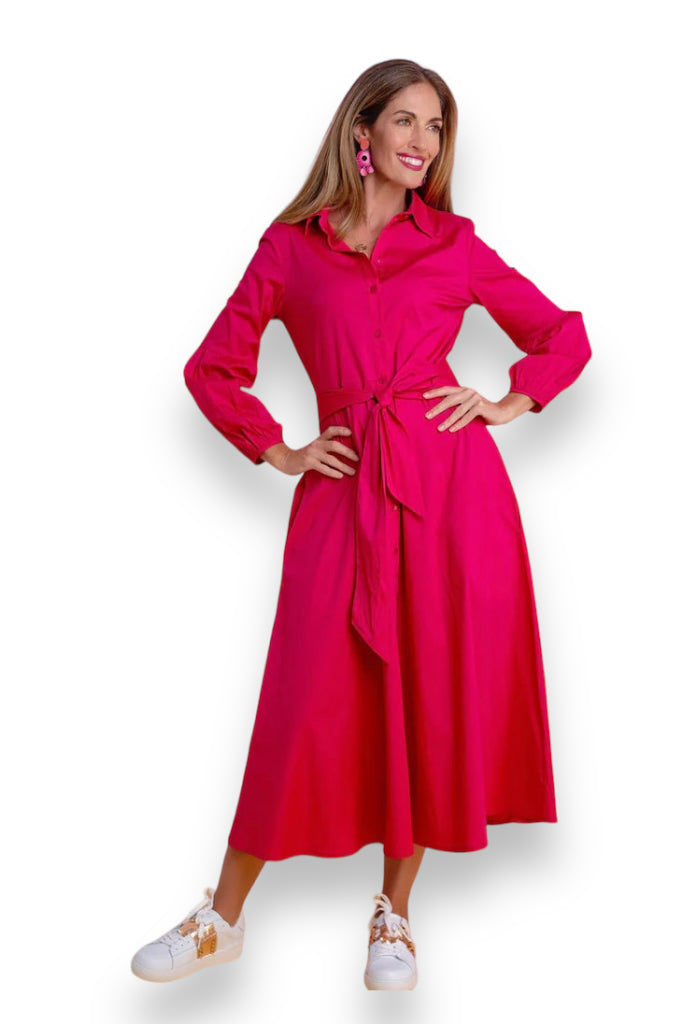 Iconic - J-LO Dress winter sleeve , Fuchsia