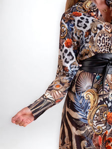 Iconic -Shirt dress long sleeve, Animal Collage