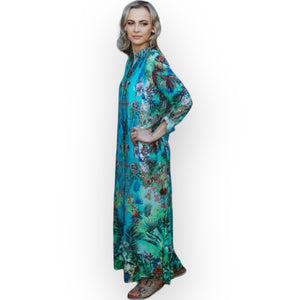 Frock ń Roll - Madison Dress / Green & Blue Palm Floral