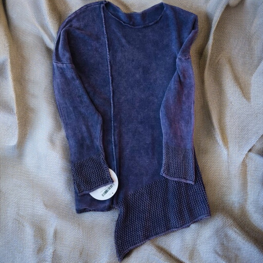 UB Creative - Cotton Knit Cold Wash Asymmetric Hem Top | Purple