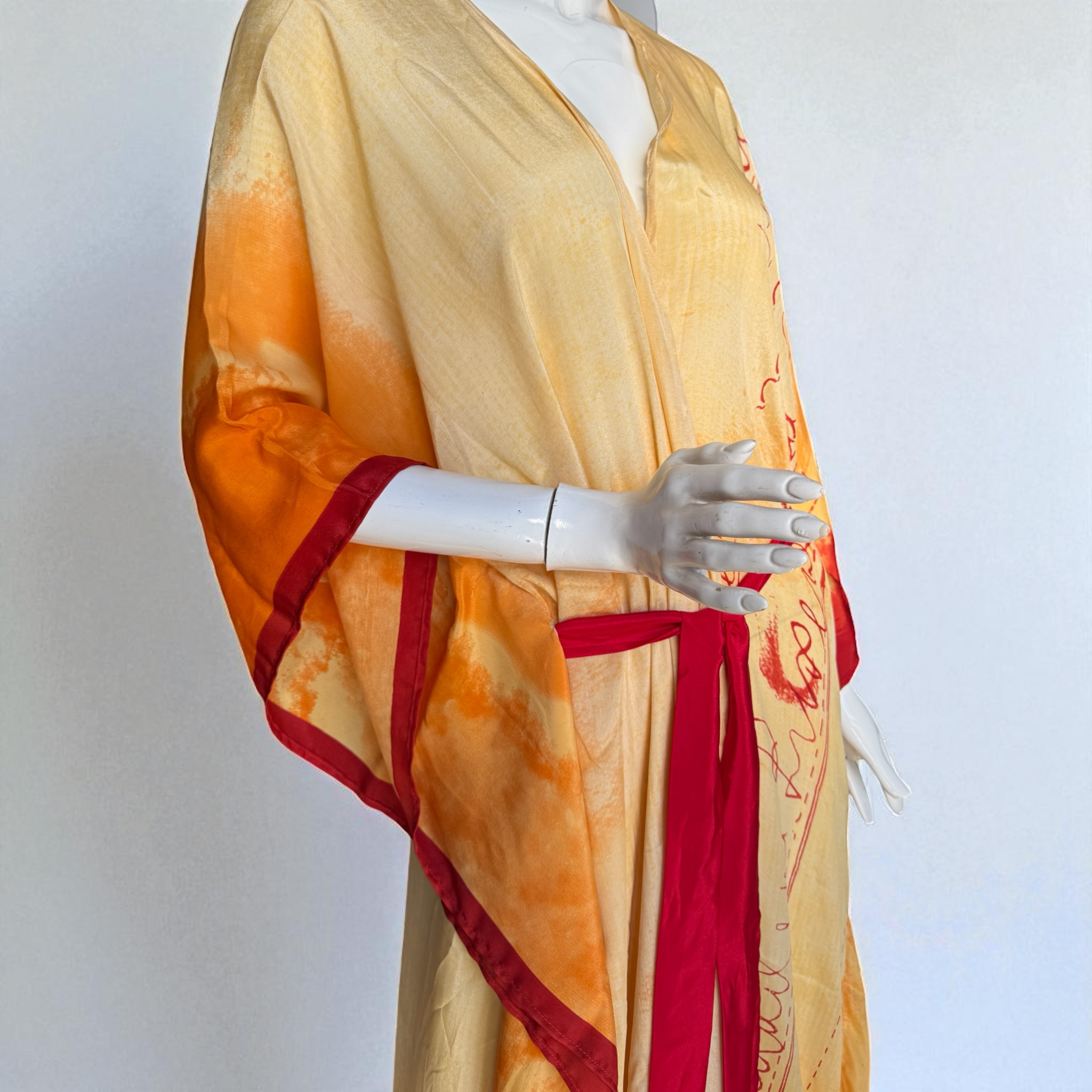 Pineapples & Dragonflies - Kimono | Orange Dune with Red Silk Belt