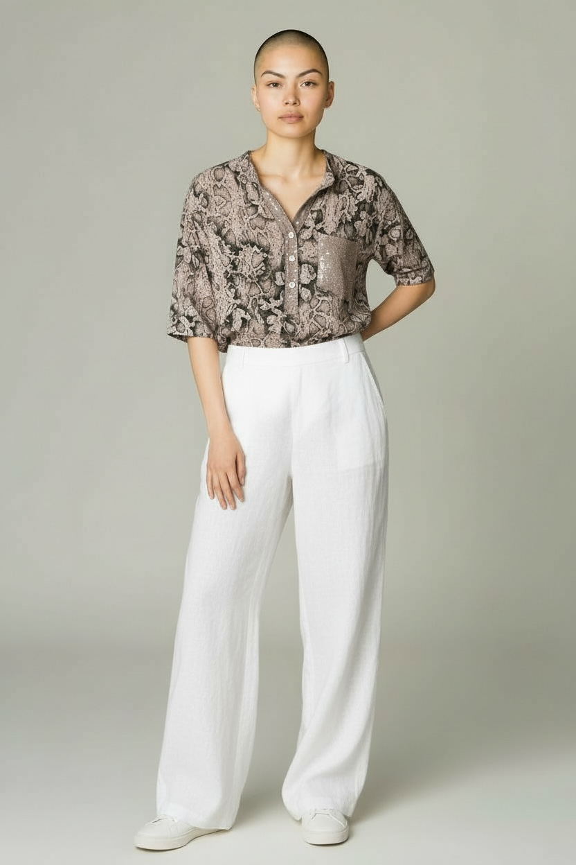 Iconic Italian Collection | Snake Stone Blouse w/Sequins