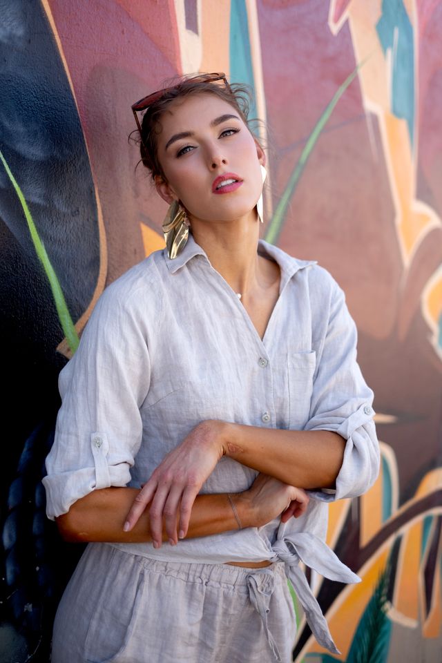 Iconic Italian Collection | Linen Tie Blouse