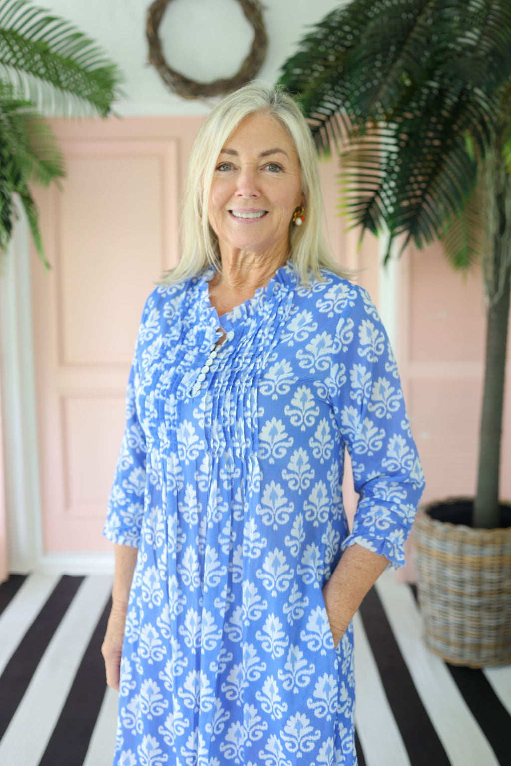 Frock ń Roll - Pintuck Daisy | Blue White Paisley