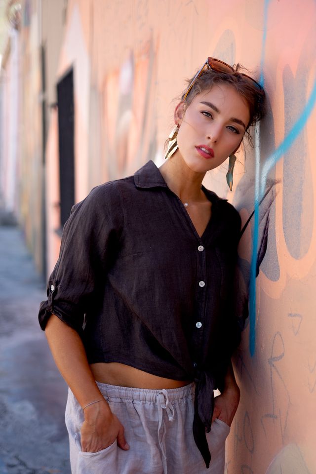 Iconic Italian Collection | Linen Tie Blouse