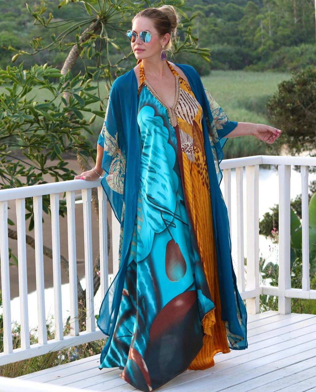 Pineapples & Dragonflies - Halter Dress | Lapis Lazuli Dreams