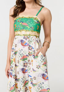 Stella Morgan - Strap Maxi Dress with bird detail in print - Green