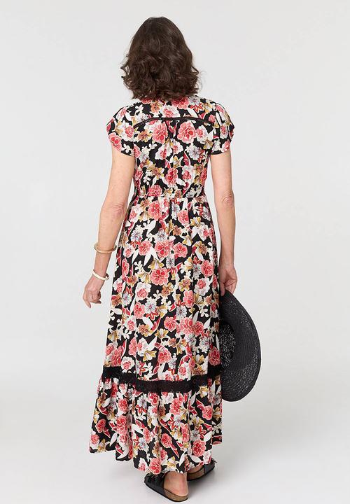 Stella Morgan -  Flutter Sleeve Button Through Maxi Dress