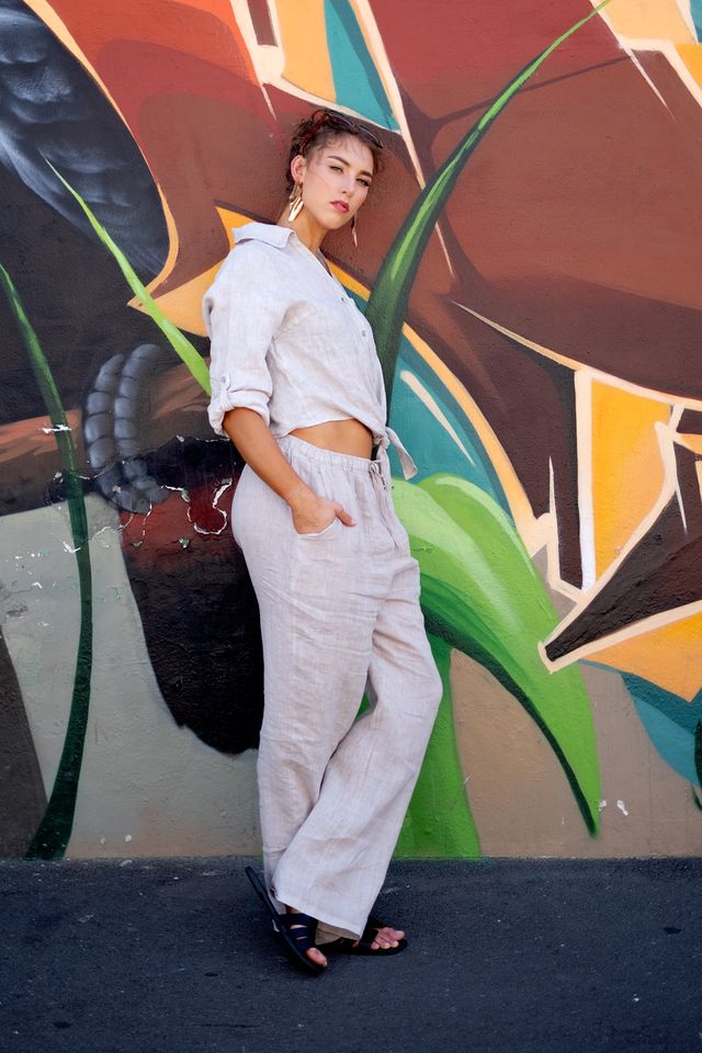 Iconic Italian Collection | Linen Tie Blouse